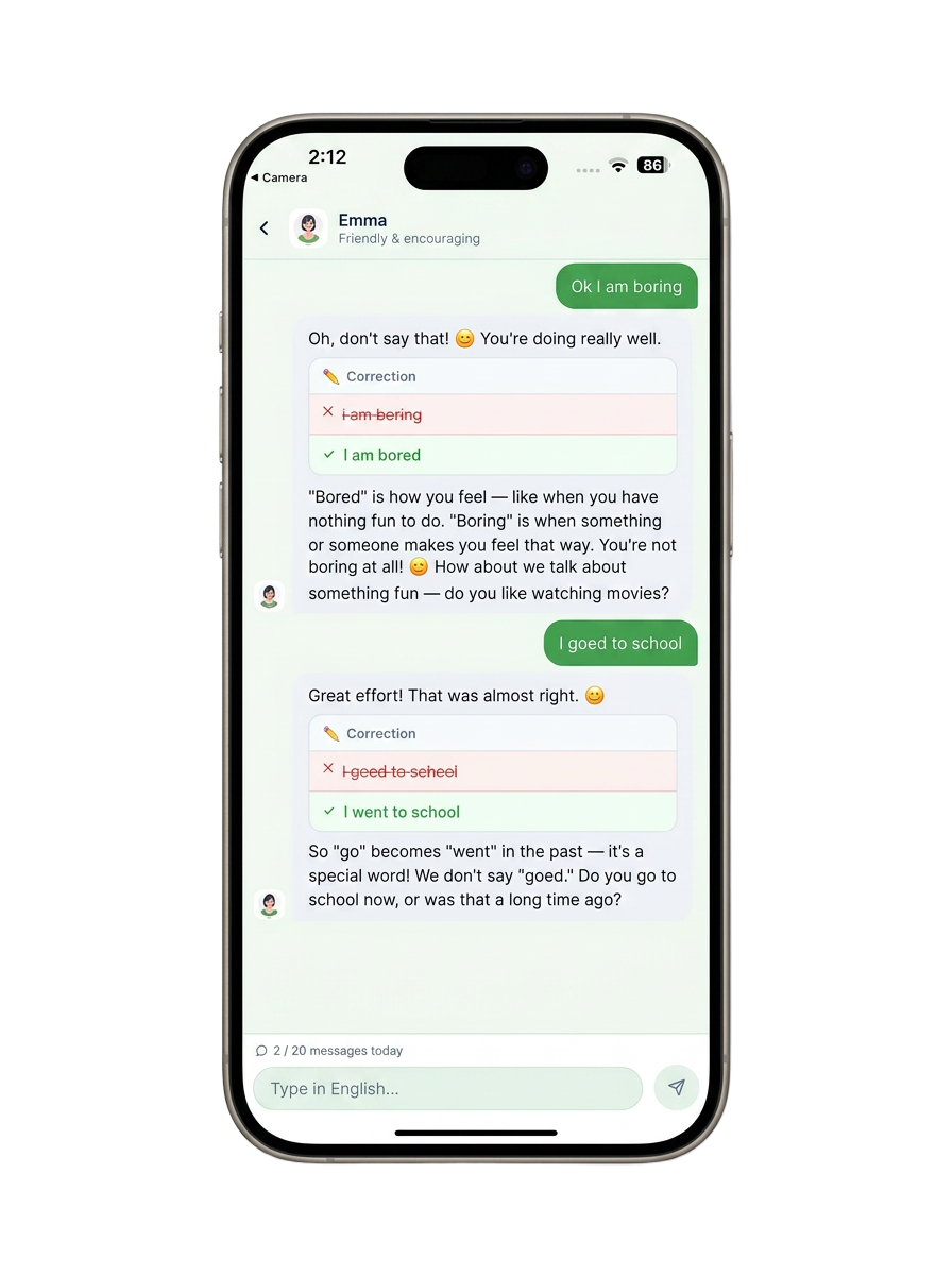 Fluengo AI mobile app — Chat & correct